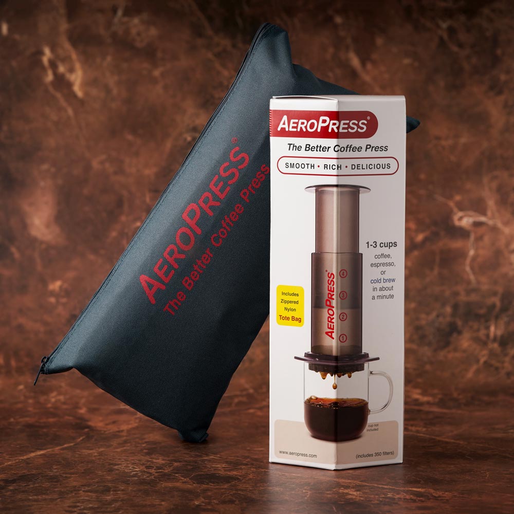 arepress coffee maker with tote bag