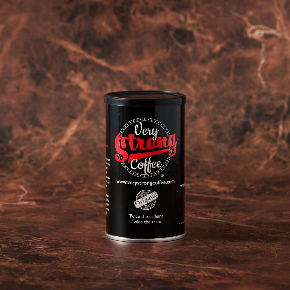 very strong coffee tin